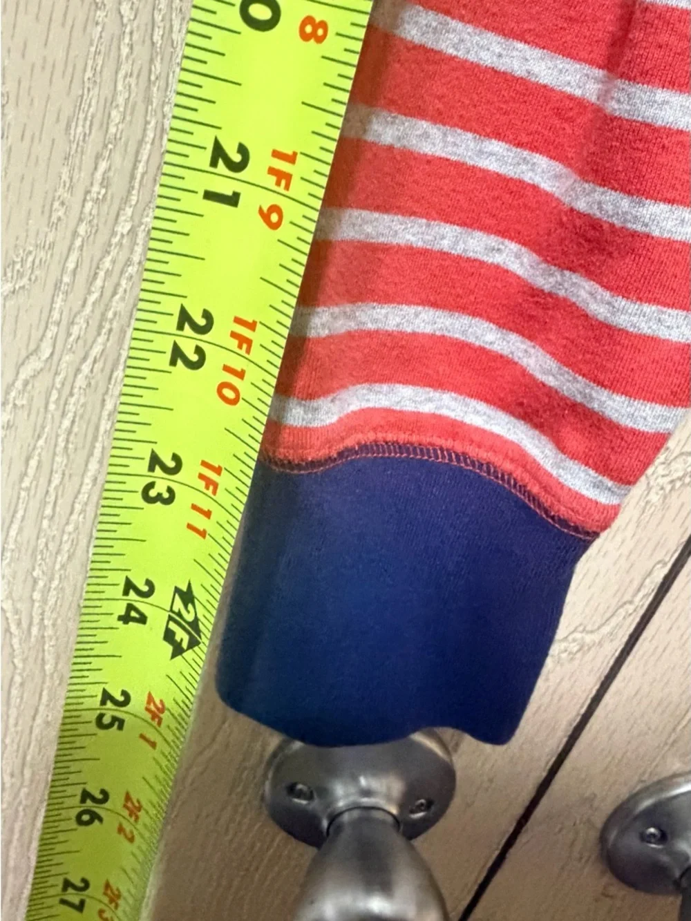 Mini Boden Red & Gray Striped Pajama Set with Navy Cuffs